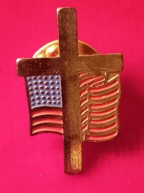 Cross and Flag metal pin
